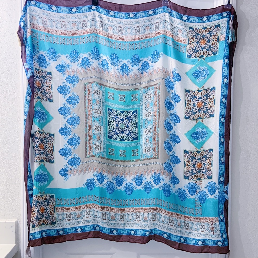 NEW IN BOX Johnny Was Blue Silk Scarf